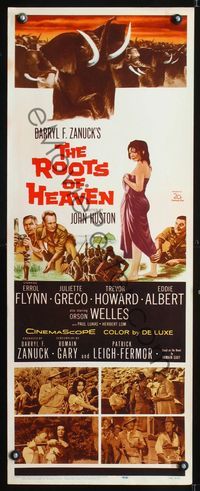 6v583 ROOTS OF HEAVEN insert '58 directed by John Huston, Errol Flynn & sexy Julie Greco in Africa!
