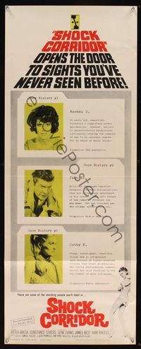 6v598 SHOCK CORRIDOR insert '63 Sam Fuller's masterpiece that exposed psychiatric treatment!