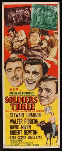 6v607 SOLDIERS THREE insert '51 Swewart Granger, David Niven & Walter Pidgeon in India!