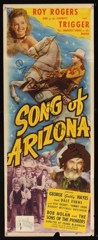 6v609 SONG OF ARIZONA insert '46 Roy Rogers riding Trigger, Dale Evans, Gabby Hayes