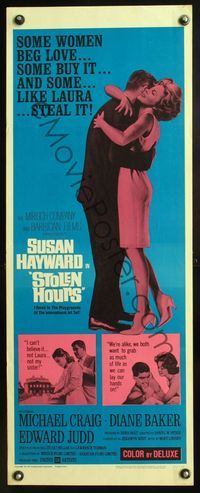 6v617 STOLEN HOURS insert '63 Susan Hayward, they say she uses men like pep-up pills!