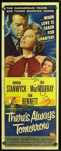 6v640 THERE'S ALWAYS TOMORROW insert '56 Barbara Stanwyck, Fred MacMurray, Joan Bennett