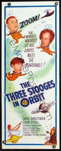 6v643 THREE STOOGES IN ORBIT insert '62 astro-nuts Moe, Larry & Curly-Joe meet the sexy Martians!