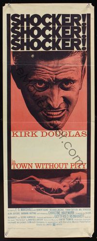 6v649 TOWN WITHOUT PITY insert '61 intense artwork of Kirk Douglas, plus sexy Christine Kaufmann!