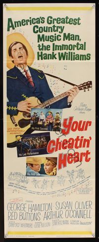 6v675 YOUR CHEATIN' HEART insert '64 great art of George Hamilton as Hank Williams with guitar!
