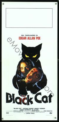 6v686 BLACK CAT Italian locandina '80 Lucio Fulci's Il Gatto Nero, cool feline horror design!