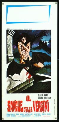 6v687 BLOOD OF THE VIRGINS Italian locandina '76 Ricardo Bauleo, sexy vampire horror art!