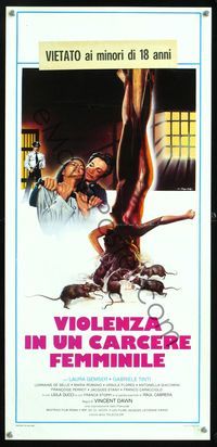6v695 CAGED WOMEN Italian locandina '84 Ezio Tarantelli art of bondage prison horror!
