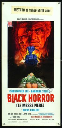 6v704 CRIMSON CULT Italian locandina '70 Boris Karloff, Christopher Lee, Black Horror!