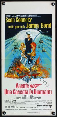 6v709 DIAMONDS ARE FOREVER Italian locandina '71 Sean Connery as James Bond 007 by Robert McGinnis!