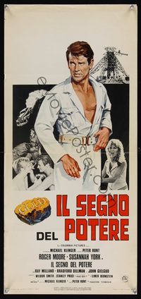 6v722 GOLD Italian locandina '74 Roger Moore, Susannah York, cool epic adventure art!