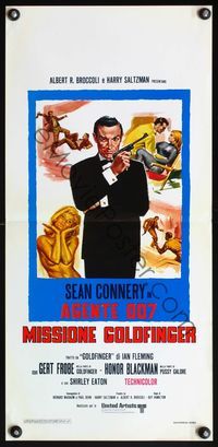 6v724 GOLDFINGER Italian locandina R70s Sean Connery as James Bond 007 w/sexy Honor Blackman!