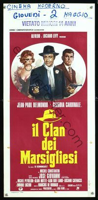 6v732 HIT MAN Italian locandina '72 Renato Casaro art of Belmondo & Claudia Cardinale!