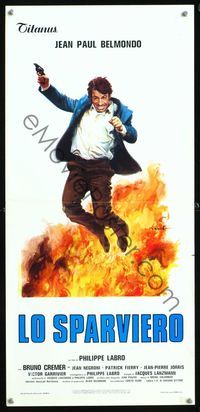6v734 HUNTER WILL GET YOU Italian locandina '76 art of exploding Jean-Paul Belmondo by Ciriello!