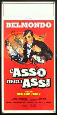 6v743 L'AS DES AS Italian locandina '82 great art of Jean-Paul Belmondo in action!