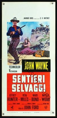 6v770 SEARCHERS Italian locandina R71 classic art of John Wayne in action, John Ford directed!