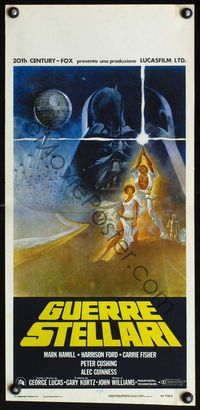 6v779 STAR WARS Italian locandina R80s George Lucas classic sci-fi epic, great art by Tom Jung!