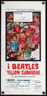 6v798 YELLOW SUBMARINE Italian locandina R70s psychedelic art of Beatles John, Paul, Ringo & George!