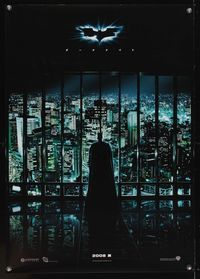6v002 DARK KNIGHT teaser Japanese 29x41 '08 Christian Bale as Batman looking over Gotham City!