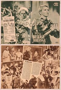 6w205 SAINT JOAN German program '57 Jean Seberg as Joan of Arc, Otto Preminger, different images!