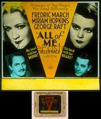 6w067 ALL OF ME glass slide '34 Fredric March loves Miriam Hopkins, plus gangster George Raft too!