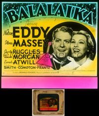 6w072 BALALAIKA glass slide '39 Russian royalty, close up of Nelson Eddy & Ilona Massey!