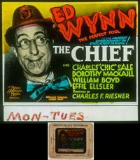 6w086 CHIEF glass slide '33 great close up of wacky fireman Ed Wynn, the perfect fool!