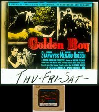 6w097 GOLDEN BOY glass slide '39 William Holden debut movie, boxing classic, sexy Barbara Stanwyck!