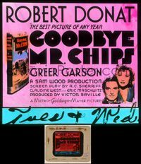 6w099 GOODBYE MR. CHIPS glass slide '39 dedicated teacher Robert Donat, oretty Greer Garson!