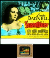 6w105 STAR DUST glass slide '40 close up of pretty 17 year-old actress Linda Darnell + cast montage