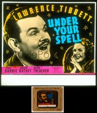 6w107 UNDER YOUR SPELL glass slide '36 Preminger, opera singer Lawrence Tibbett sings to Barrie!