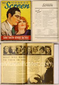 6w033 MODERN SCREEN magazine February 1933, art of pro boxer Max Baer & pretty Myrna Loy!