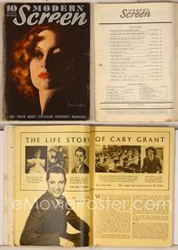 6w034 MODERN SCREEN magazine October 1933, wonderful art of Joan Crawford against black background!