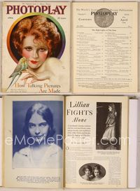 6w017 PHOTOPLAY magazine April 1929, portrait of sexy Clara Bow with parakeets by Charles Sheldon!