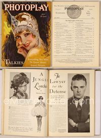 6w020 PHOTOPLAY magazine July 1929, art of Bessie Love with incredible headdress by Earl Christy!