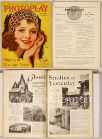 6w024 PHOTOPLAY magazine November 1929, artwork of pretty Janet Gaynor by Earl Christy!