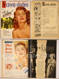 6w058 SCREEN STORIES magazine April 1953, portrait of sexiest Rita Hayworth from Salome!