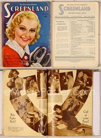 6w063 SCREENLAND magazine November 1937, art of Sonja Henie with ice skates by Marland Stone!