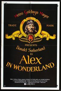 6x028 ALEX IN WONDERLAND 1sh '71 wild image of Donald Sutherland as MGM lion!