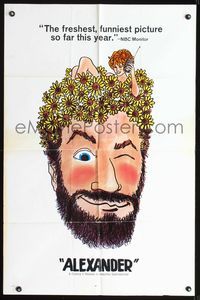 6x029 ALEXANDER teaser 1sh '67 Yves Robert, great art of Philippe Noiret w/flowers for hair!