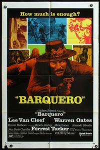 6x081 BARQUERO 1sh '70 Lee Van Cleef, Warren Oates with gun, western gunslinger action!