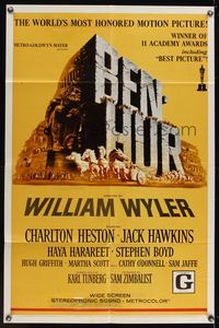 6x089 BEN-HUR 1sh R69 Charlton Heston, William Wyler classic religious epic, cool chariot art!