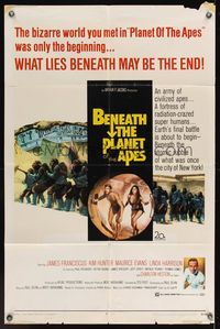 6x090 BENEATH THE PLANET OF THE APES 1sh '70 sci-fi sequel, what lies beneath may be the end!