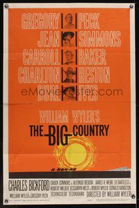 6x098 BIG COUNTRY style B 1sh '58 Gregory Peck, Charlton Heston, William Wyler classic!