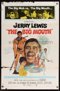 6x099 BIG MOUTH 1sh '67 Jerry Lewis is the Chicken of the Sea, hilarious D.K. spy spoof artwork!