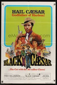 6x109 BLACK CAESAR 1sh '73 AIP Williamson blaxploitation, Godfather of Harlem art by G. Akimoto!