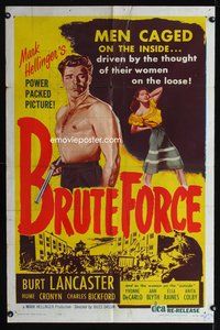 6x145 BRUTE FORCE 1sh R56 art of tough Burt Lancaster & sexy full-length Yvonne DeCarlo!