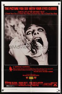 6x152 BUG 1sh '75 wild horror image of screaming girl on phone with flaming insect!