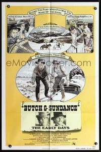 6x158 BUTCH & SUNDANCE - THE EARLY DAYS 1sh '79 western art of Tom Berenger & William Katt!