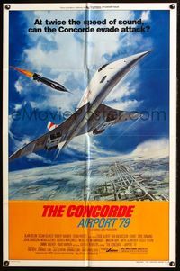 6x188 CONCORDE: AIRPORT '79 style B 1sh '79 cool art of the fastest airplane attacked by missile!